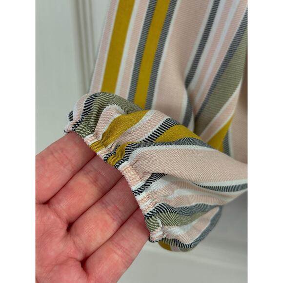Apt. 9 Pastel Stripe Smocked Hem Blouse | Size M - Picture 6 of 6